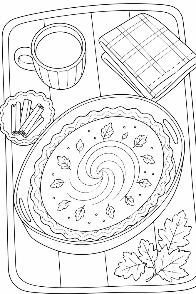 Pumpkin Pie Pumpkin pie cozy indoor moment coloring page