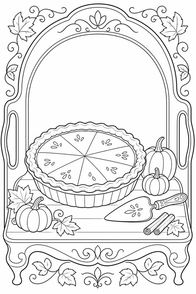 Pumpkin Pie Pumpkin pie decorative border coloring page