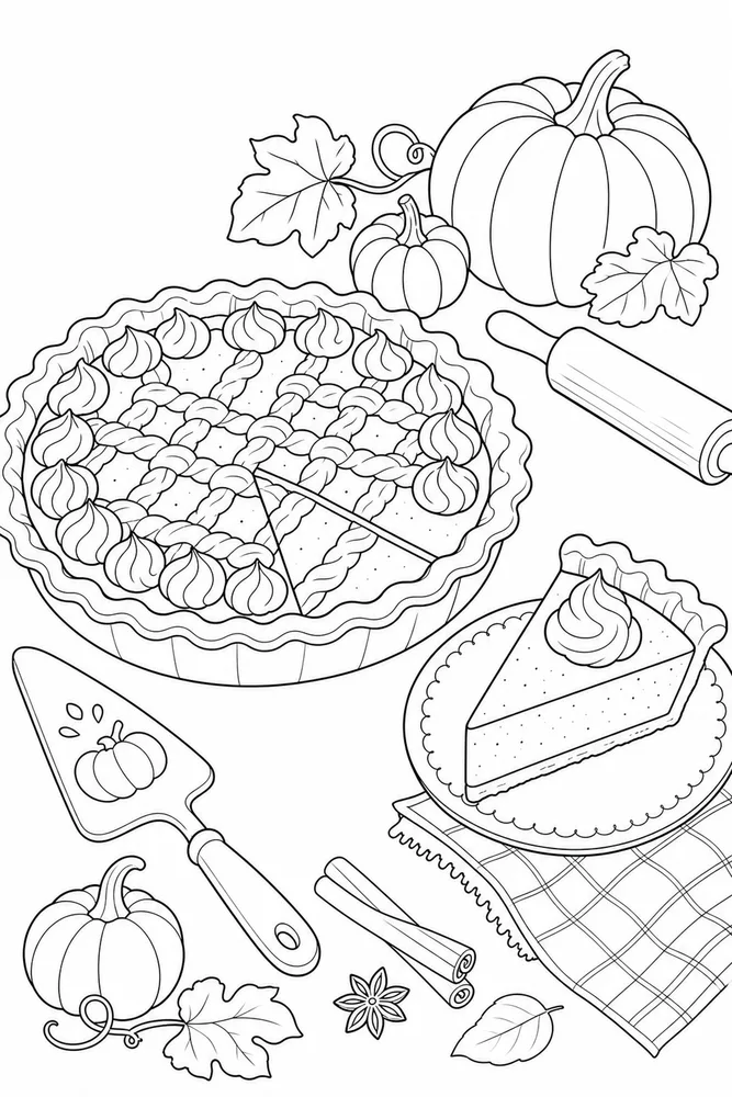 Pumpkin Pie Pumpkin pie family scene coloring page
