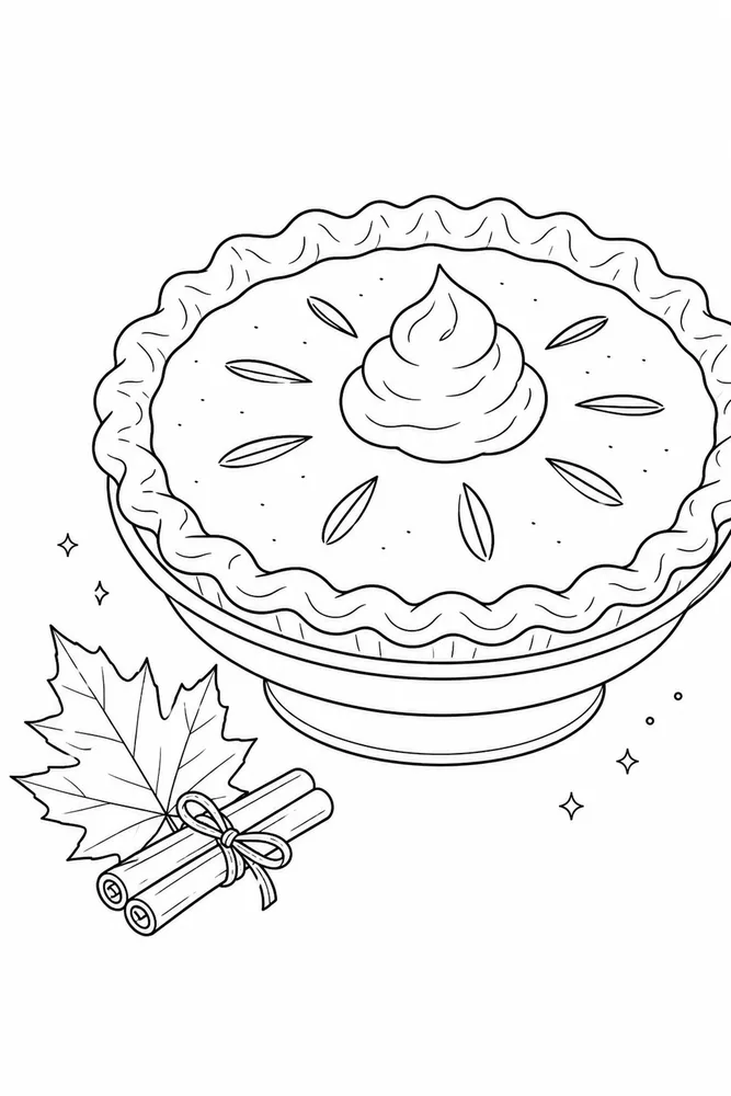 Pumpkin Pie Pumpkin pie front portrait coloring page