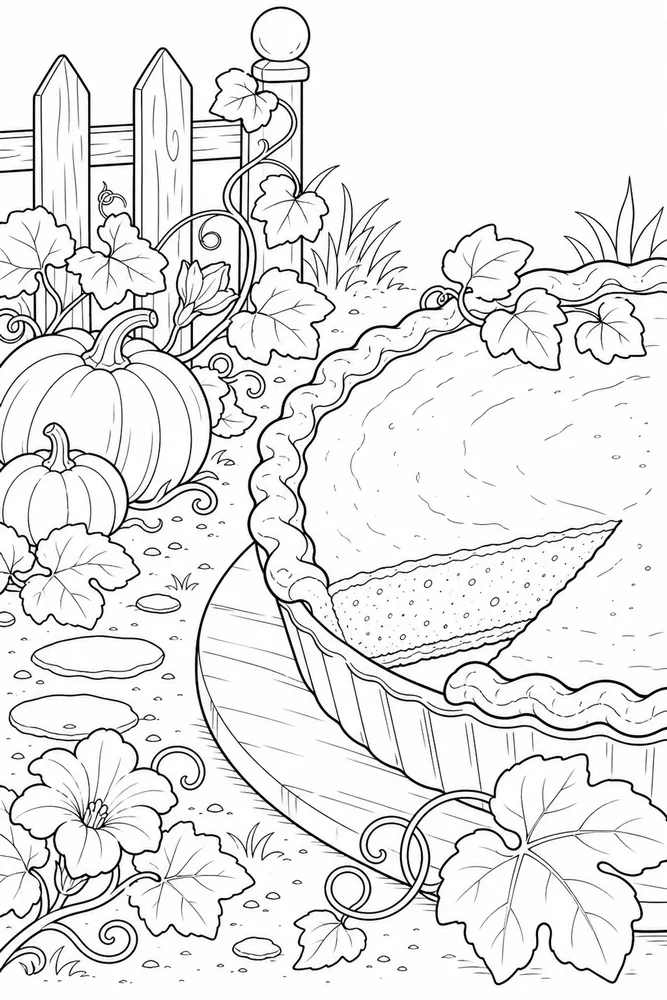 Pumpkin Pie Pumpkin pie garden setting coloring page