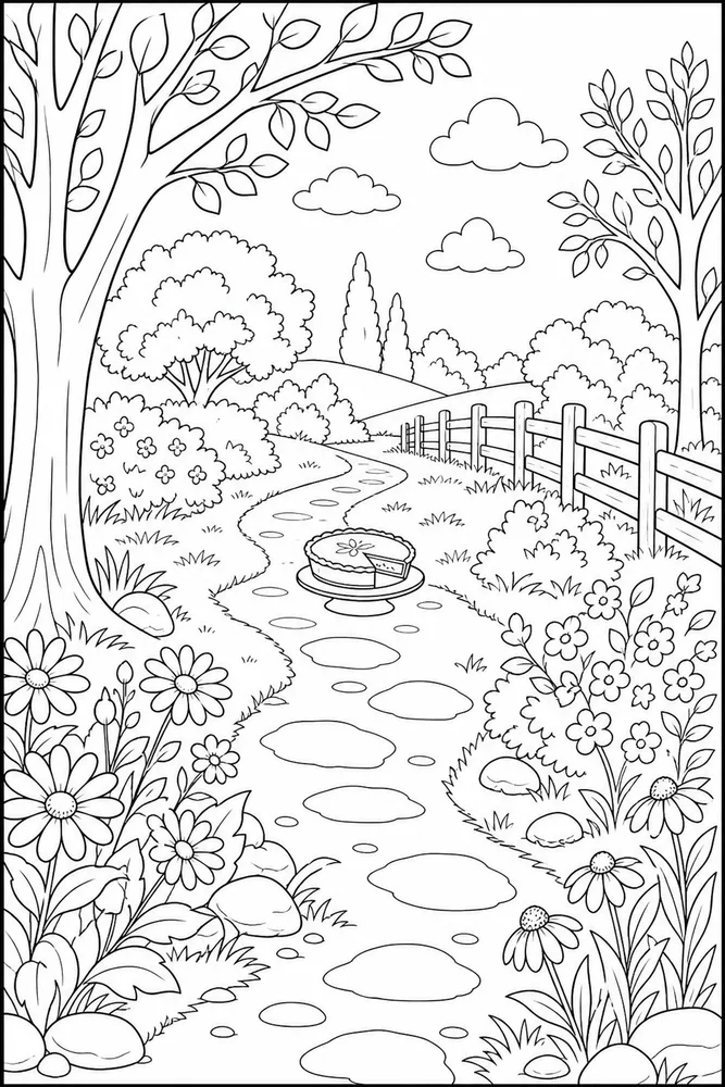 Pumpkin Pie Pumpkin pie outdoor path coloring page
