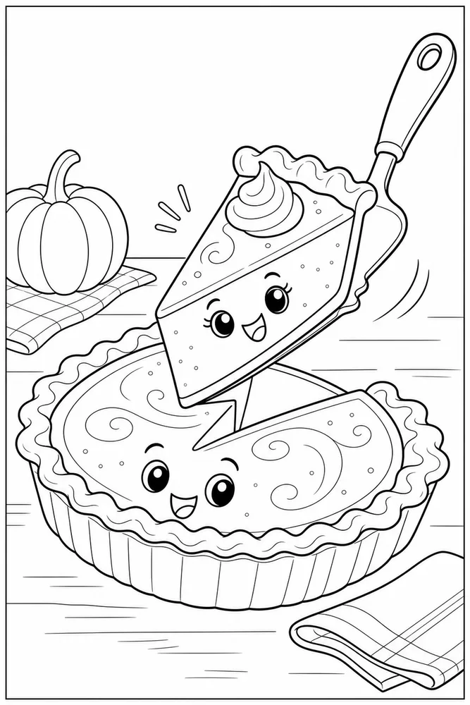 Pumpkin Pie Pumpkin pie playful pose coloring page