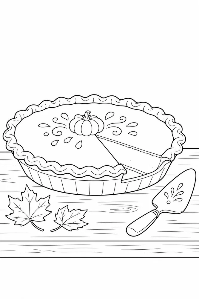 Pumpkin Pie Pumpkin pie simple scene coloring page