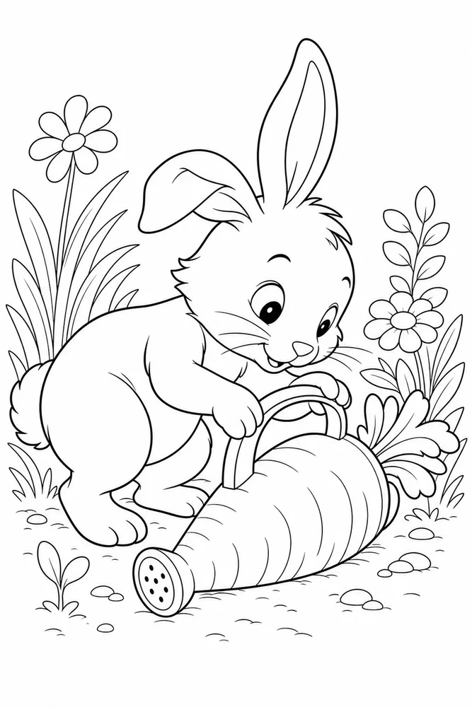 Cute Rabbit Cute rabbit activity scene coloring page