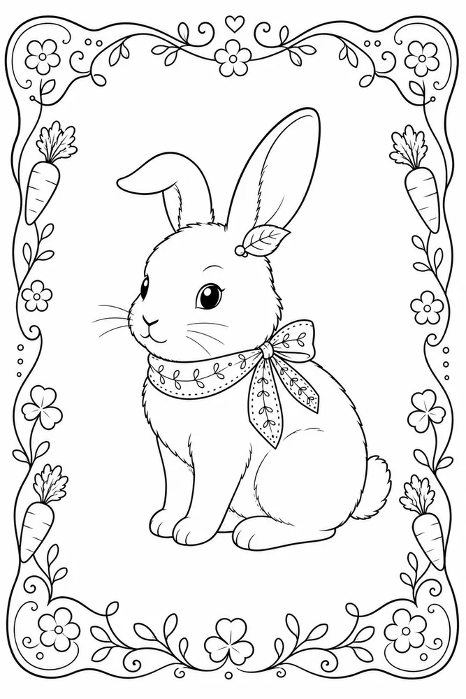 Cute Rabbit Cute rabbit decorative border coloring page