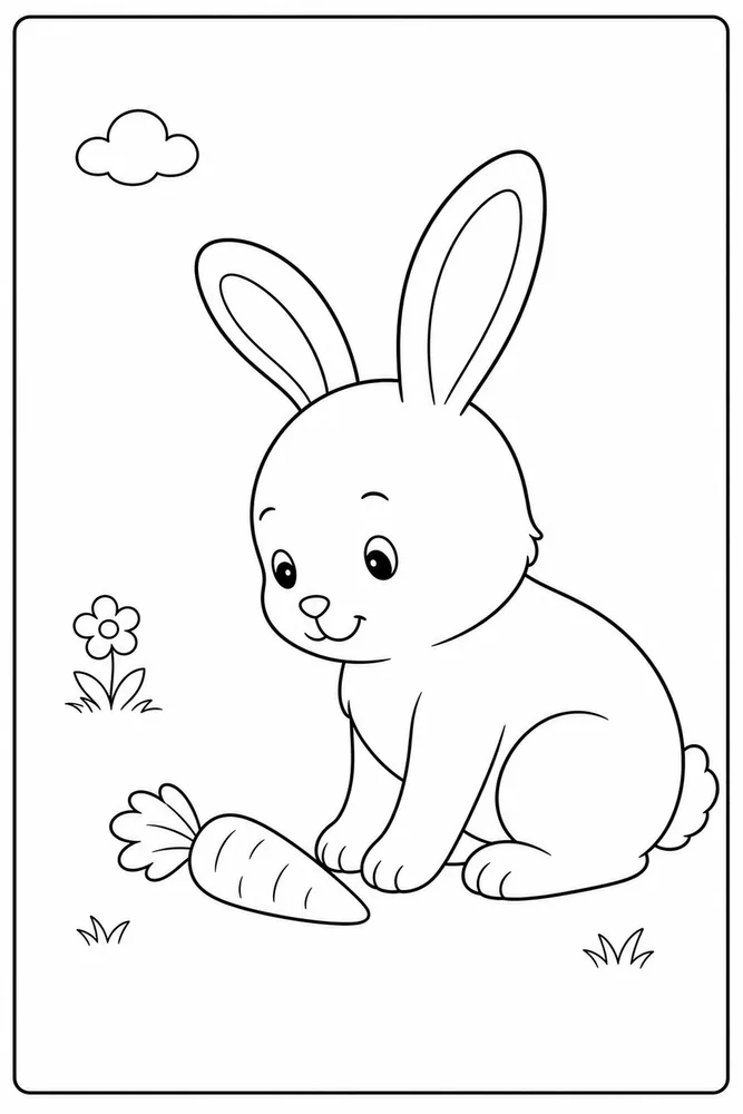 Cute Rabbit Cute rabbit easy beginner page coloring page