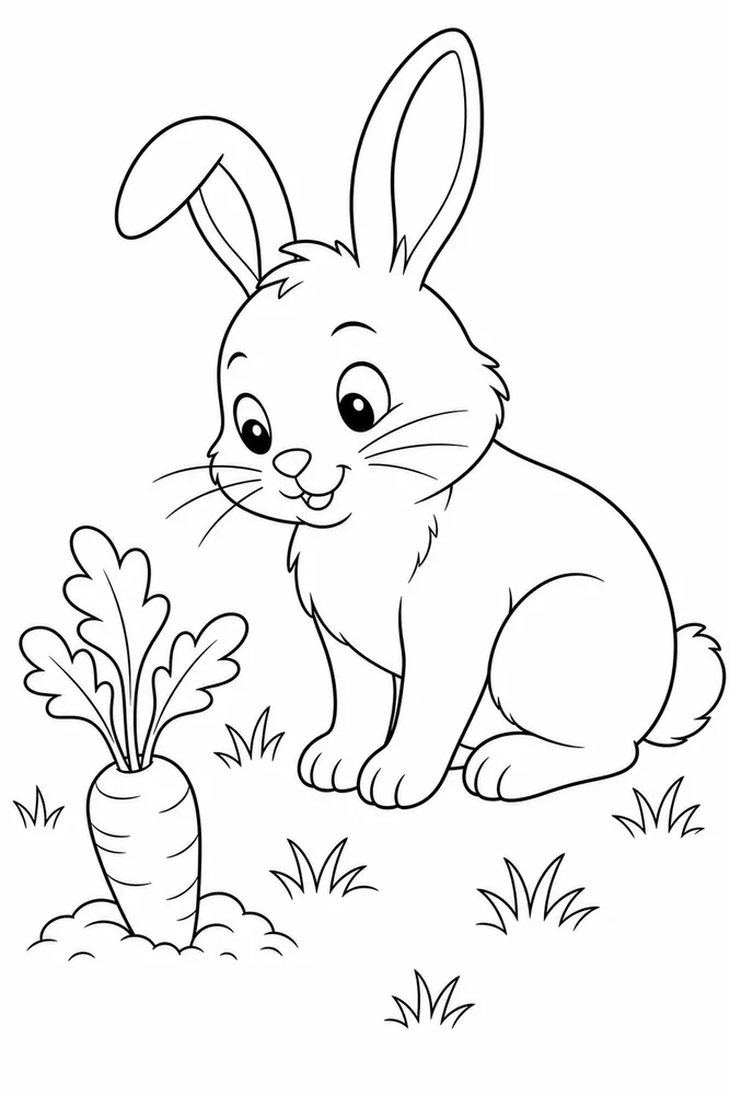 Cute Rabbit Cute rabbit front portrait coloring page
