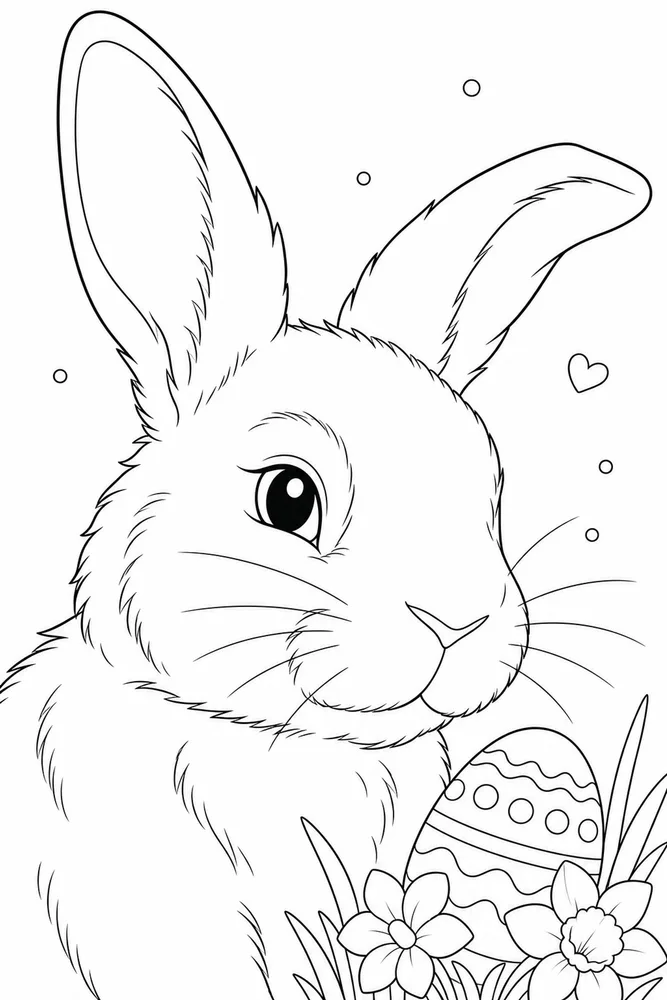 Easter Rabbit Easter rabbit close up detail coloring page