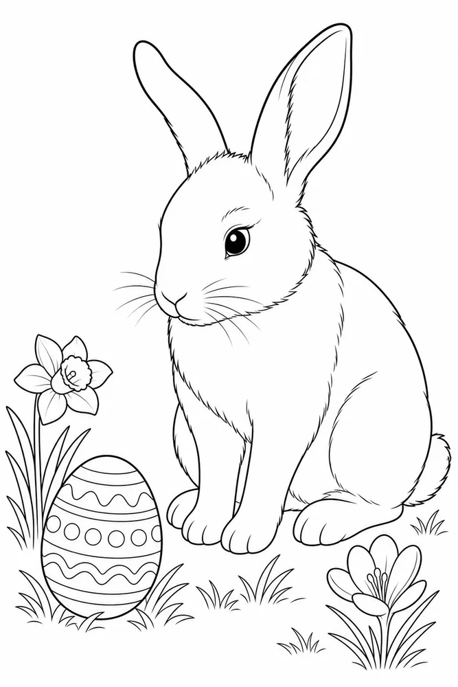 Easter Rabbit Easter rabbit front portrait coloring page