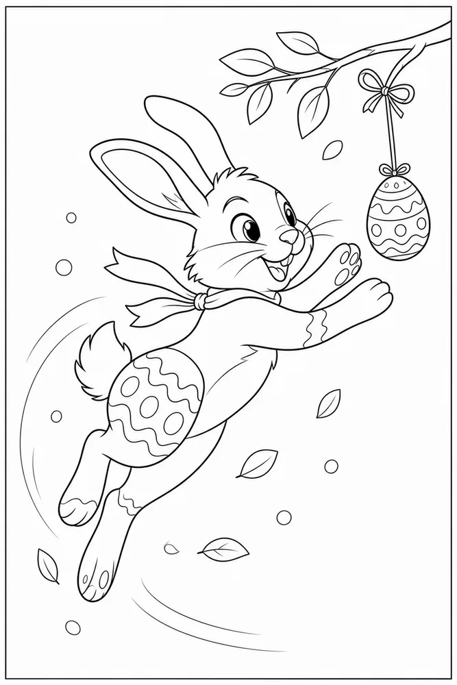 Easter Rabbit Easter rabbit playful pose coloring page