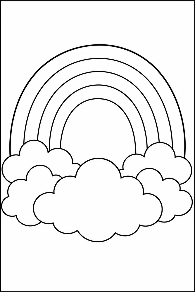 Easy Rainbow Easy Rainbow Rainbow Cloud Arch coloring page