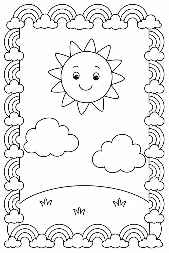 Easy Rainbow Easy Rainbow Rainbow Pattern Border coloring page