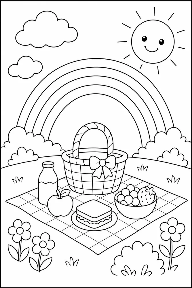 Easy Rainbow Easy Rainbow Rainbow Picnic Corner coloring page