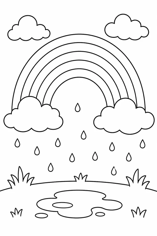 Easy Rainbow Easy Rainbow Rainbow Rain Shower coloring page