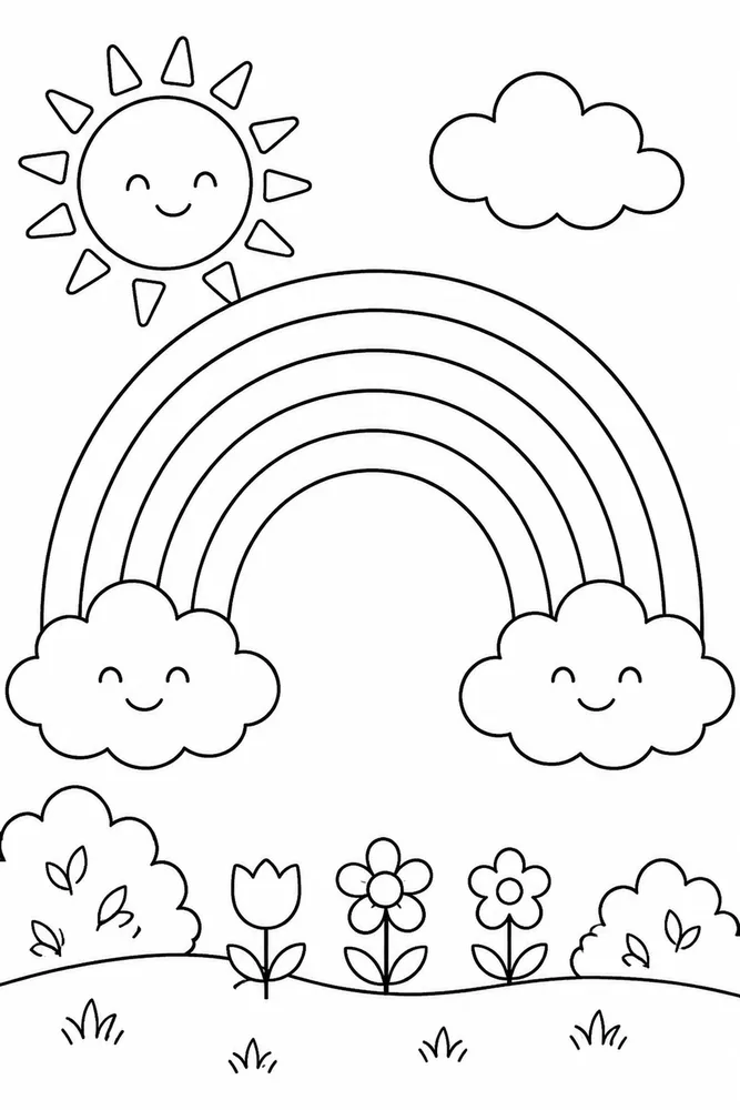 Preschool Rainbow Preschool Rainbow Rainbow Cloud Arch coloring page