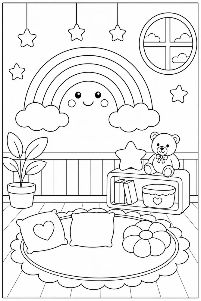 Preschool Rainbow Preschool Rainbow Rainbow Cozy Room Decoration coloring page