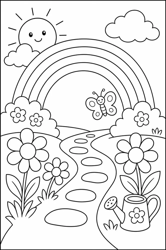 Preschool Rainbow Preschool Rainbow Rainbow Garden Path coloring page