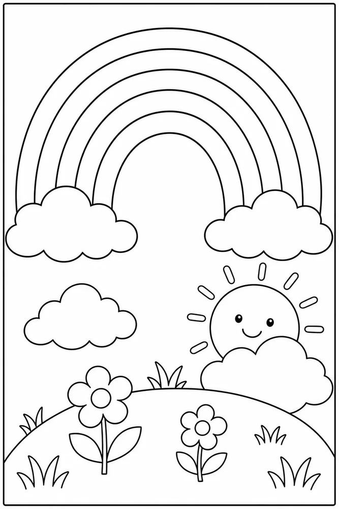 Preschool Rainbow Preschool Rainbow Rainbow Large Simple Outline coloring page