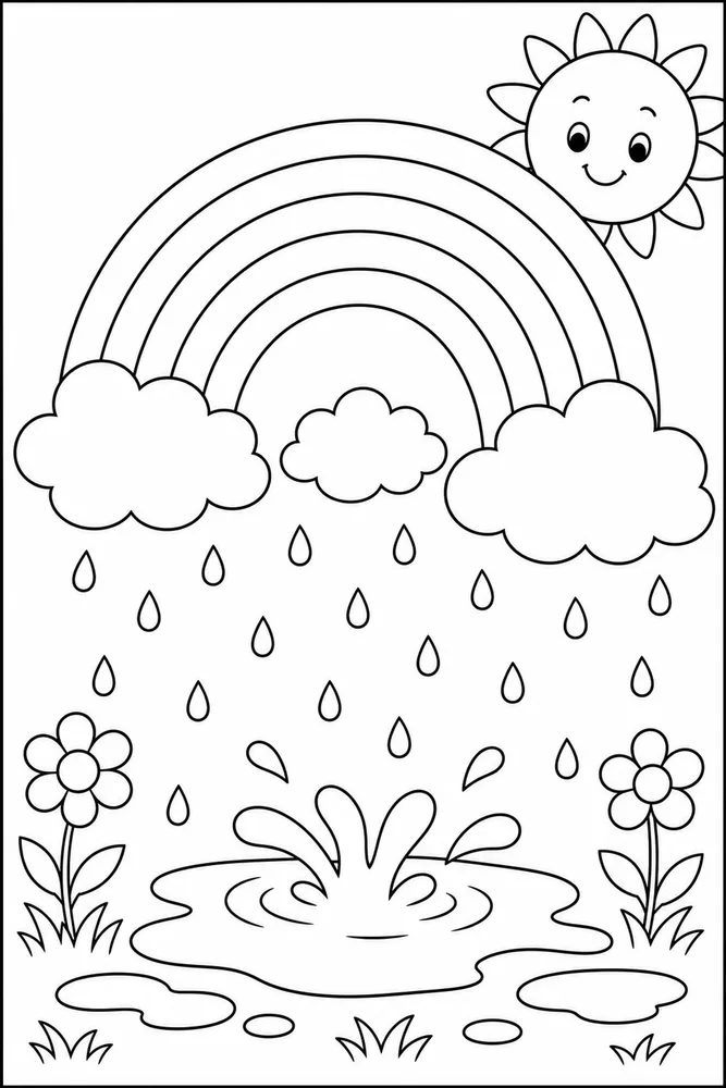 Preschool Rainbow Preschool Rainbow Rainbow Rain Shower coloring page