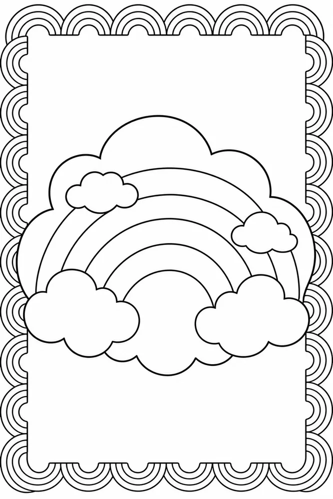 Rainbow Cloud Rainbow Cloud Rainbow Pattern Border coloring page