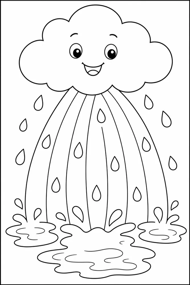 Rainbow Cloud Rainbow Cloud Rainbow Rain Shower coloring page