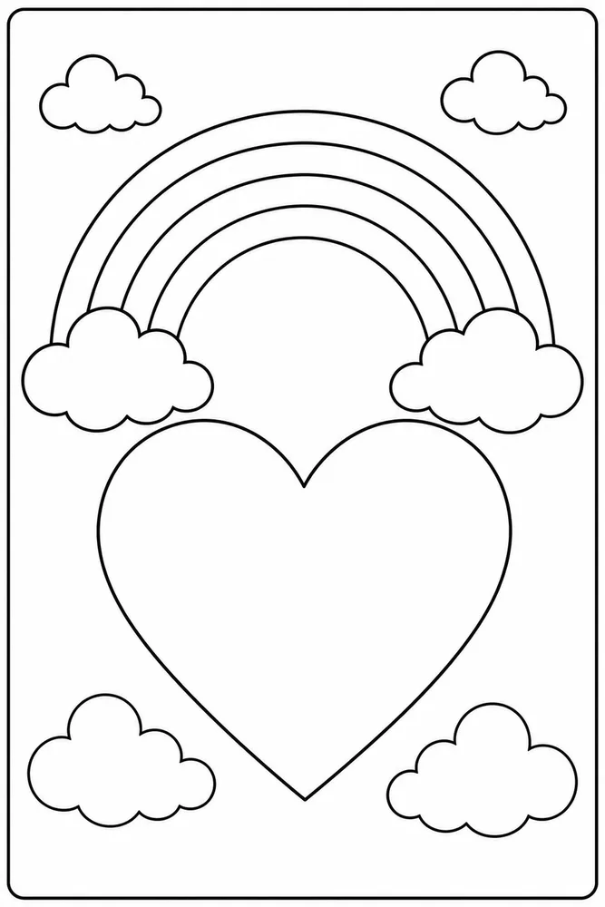 Rainbow Heart Rainbow Heart Rainbow Cloud Arch coloring page