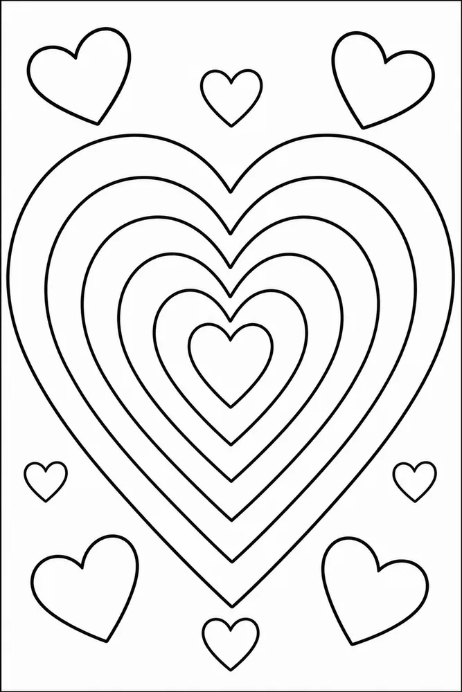 Rainbow Heart Rainbow Heart Rainbow Large Simple Outline coloring page
