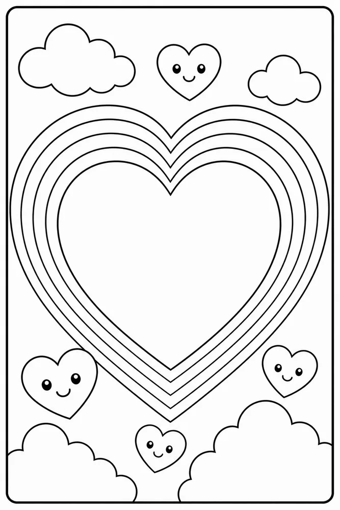 Rainbow Heart Rainbow Heart Rainbow Pattern Border coloring page