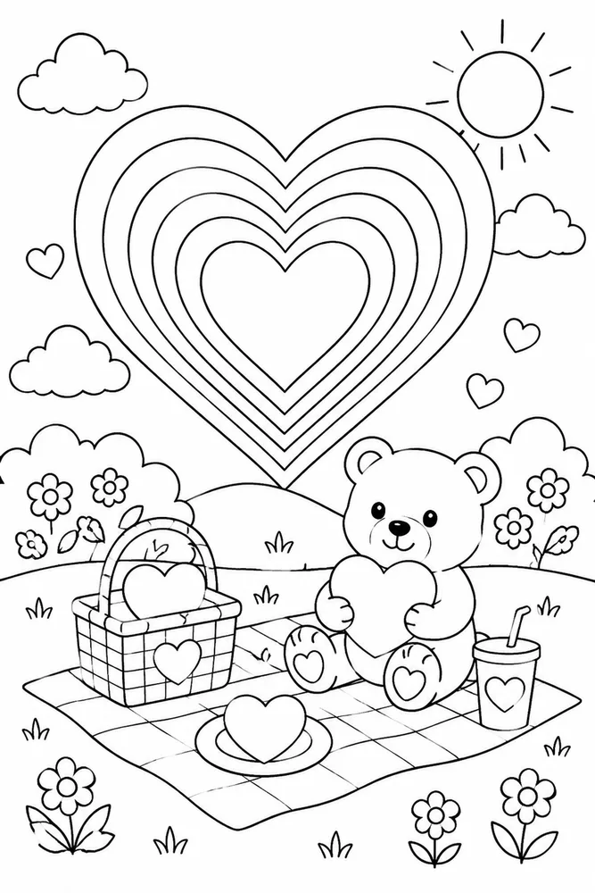 Rainbow Heart Rainbow Heart Rainbow Picnic Corner coloring page
