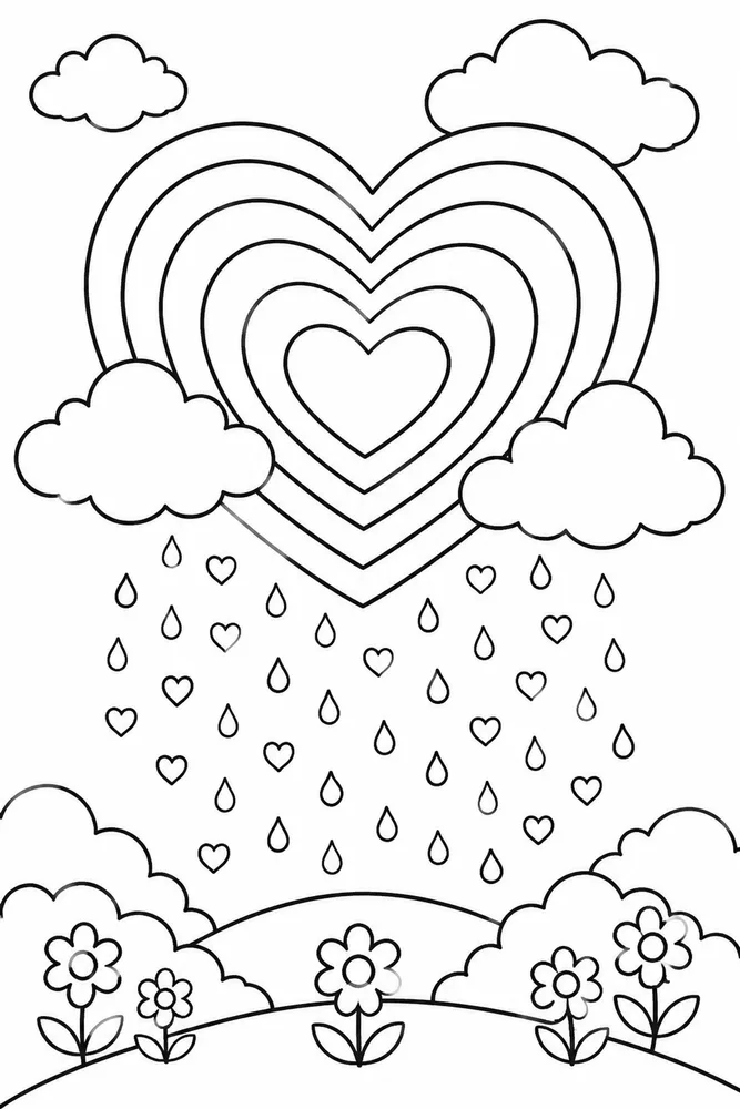 Rainbow Heart Rainbow Heart Rainbow Rain Shower coloring page