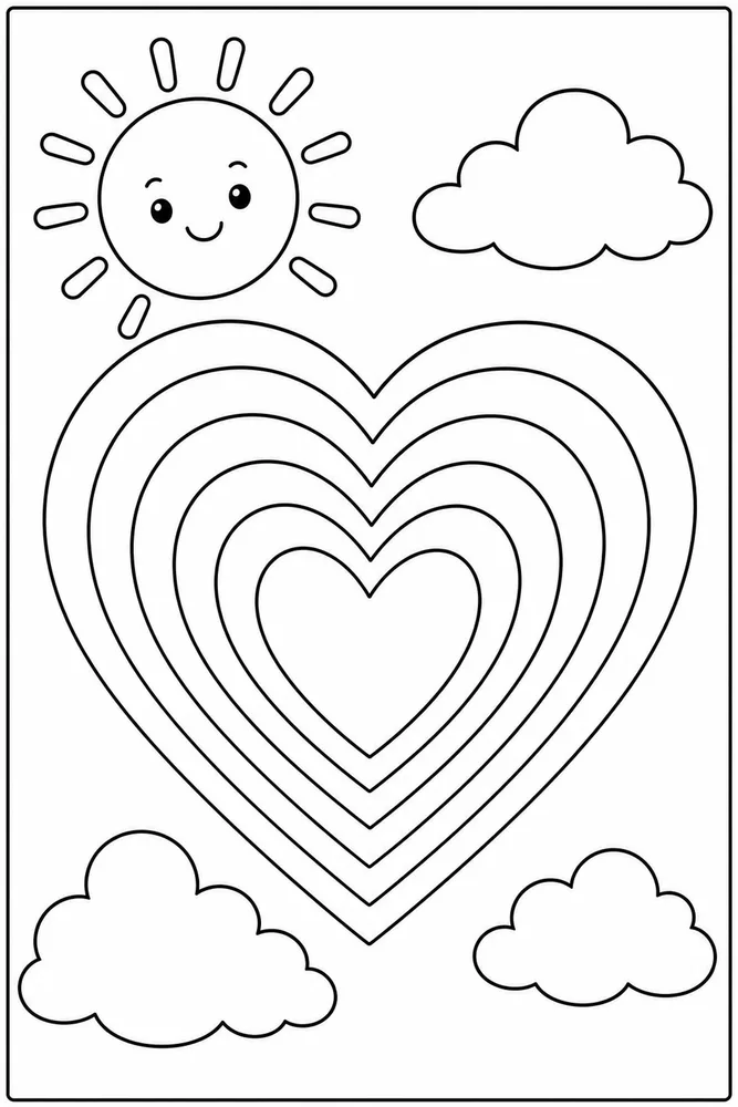 Rainbow Heart Rainbow Heart Rainbow Sunny Sky coloring page
