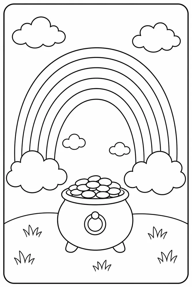 Rainbow Pot Of Gold Rainbow Pot Of Gold Rainbow Cloud Arch coloring page