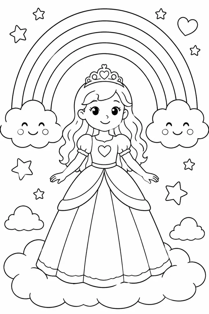 Rainbow Princess Rainbow Princess Rainbow Cloud Arch coloring page