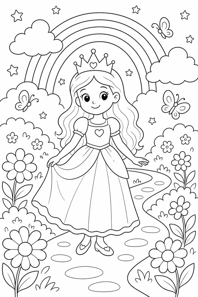 Rainbow Princess Rainbow Princess Rainbow Garden Path coloring page