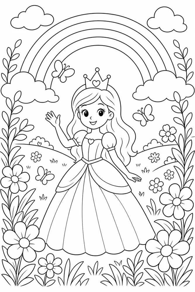 Rainbow Princess Rainbow Princess Rainbow Meadow Frame coloring page