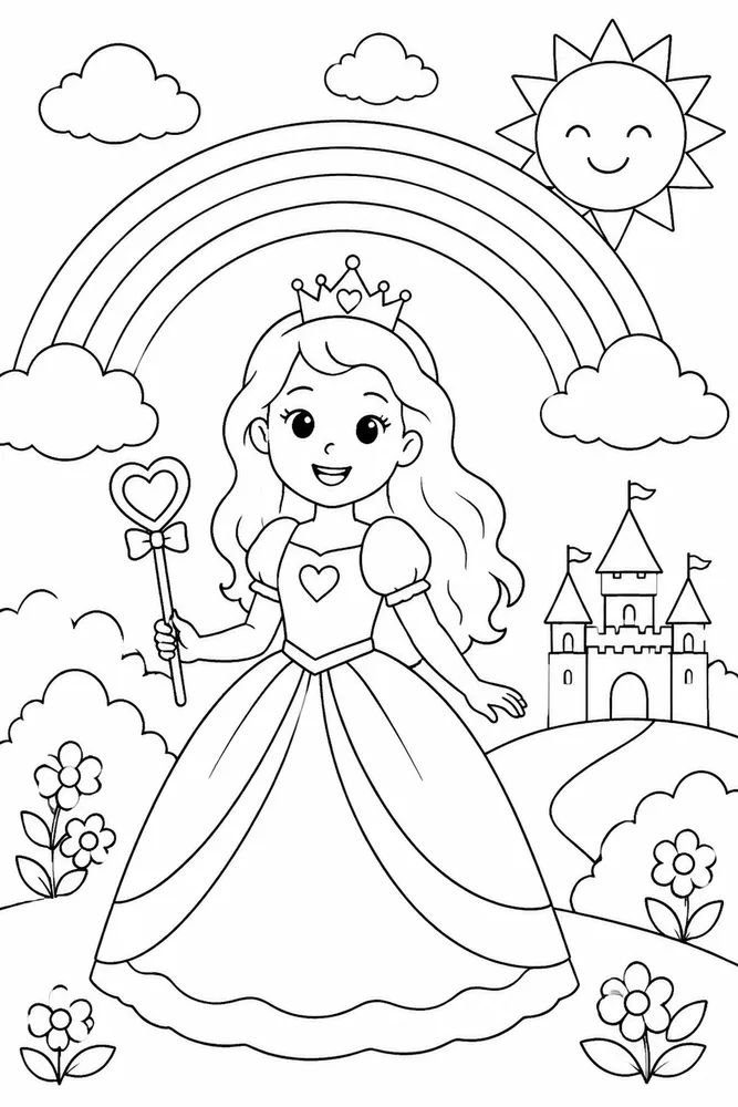 Rainbow Princess Rainbow Princess Rainbow Sunny Sky coloring page