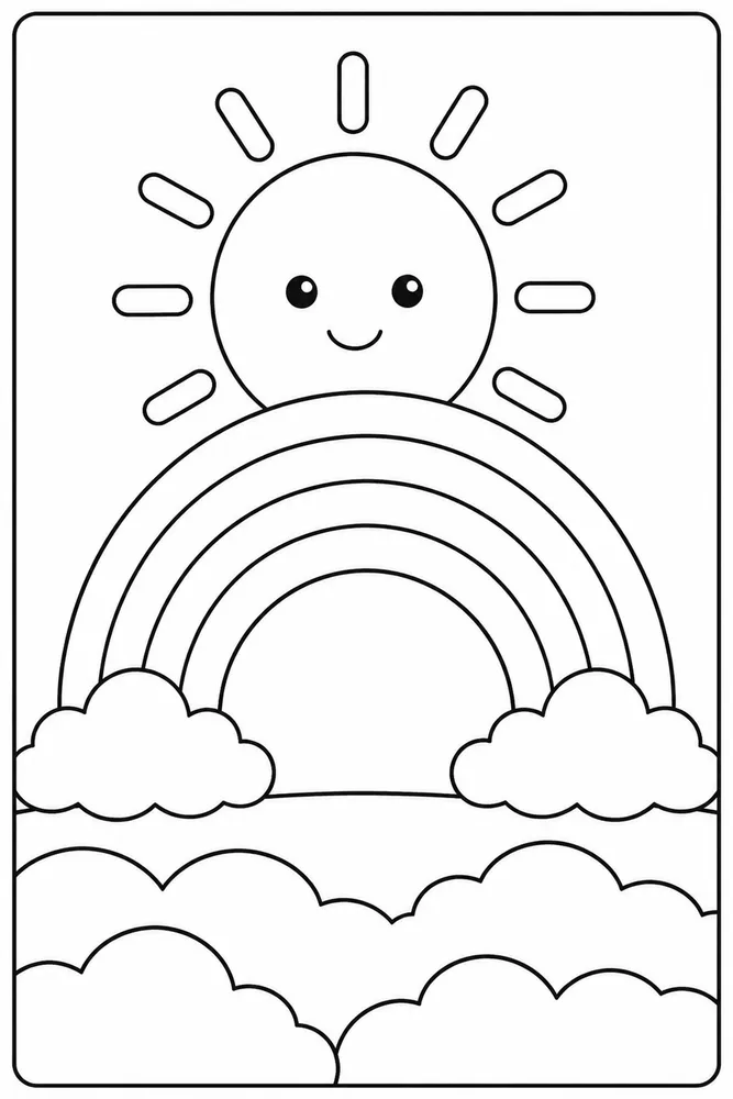 Rainbow Sun Rainbow Sun Rainbow Cloud Arch coloring page