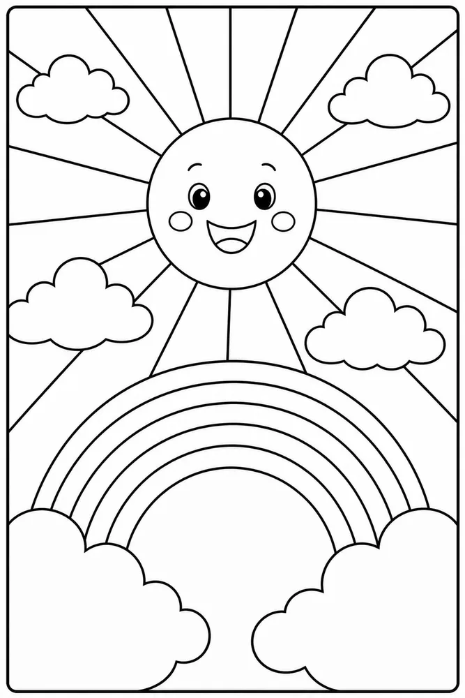 Rainbow Sun Rainbow Sun Rainbow Sunny Sky coloring page