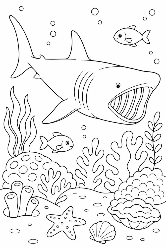 Basking Shark Basking Shark Coral Garden coloring page