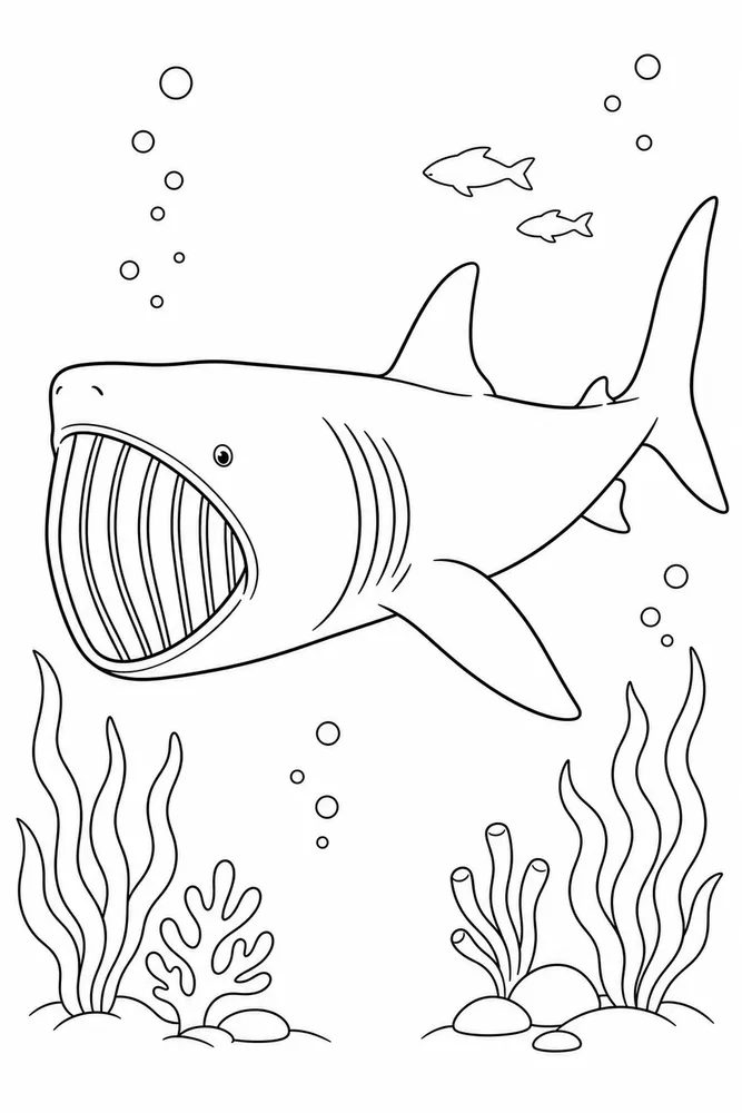 Basking Shark Basking Shark Deep Sea Outline coloring page