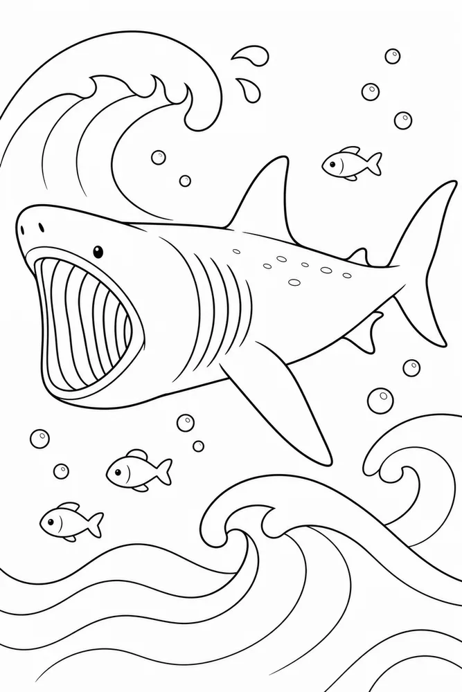 Basking Shark Basking Shark Ocean Waves coloring page