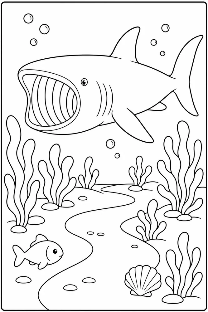 Basking Shark Basking Shark Seaweed Path coloring page