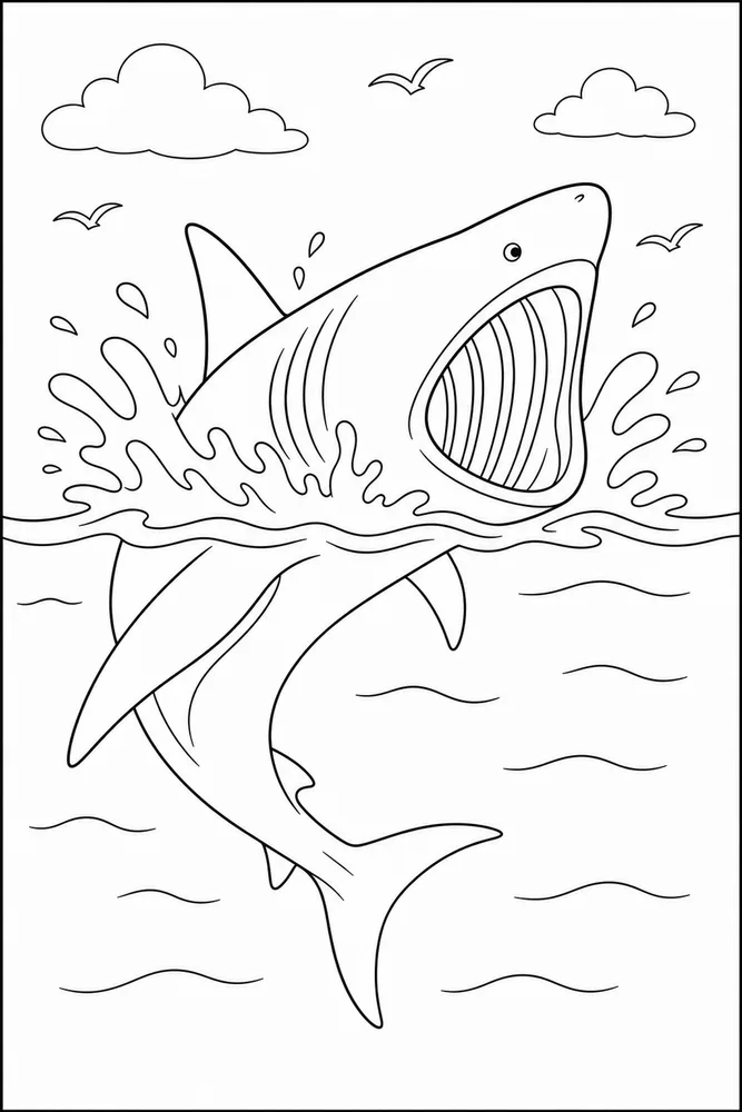 Basking Shark Basking Shark Surface Splash coloring page