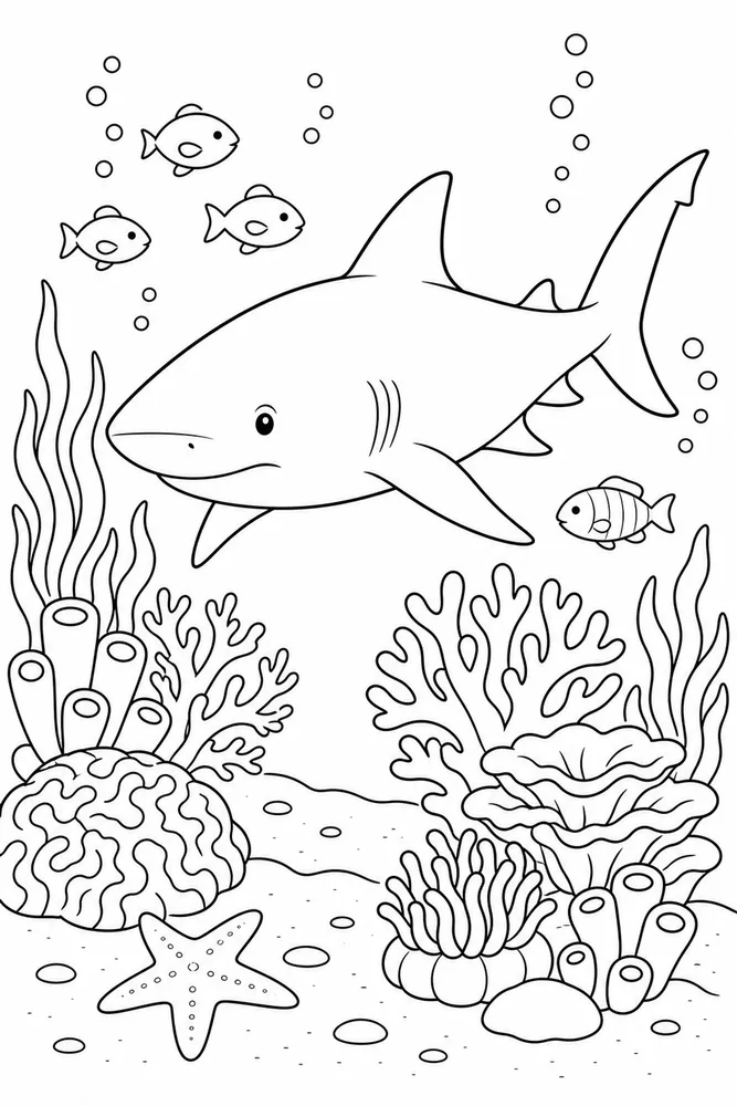 Bull Shark Bull Shark Coral Garden coloring page