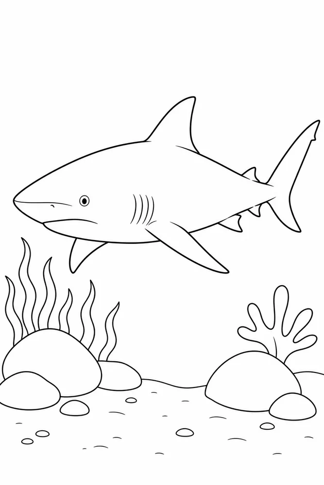 Bull Shark Bull Shark Ocean Floor Scene coloring page