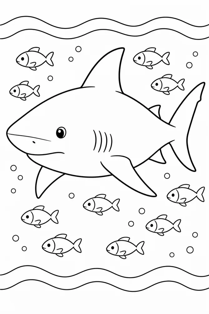 Bull Shark Bull Shark School Of Small Fish coloring page