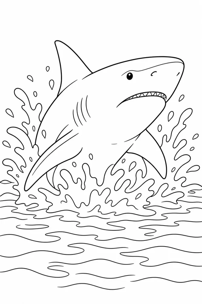 Bull Shark Bull Shark Surface Splash coloring page