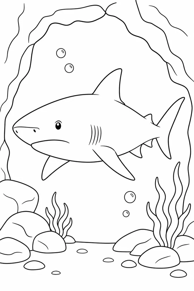 Bull Shark Bull Shark Underwater Cave coloring page