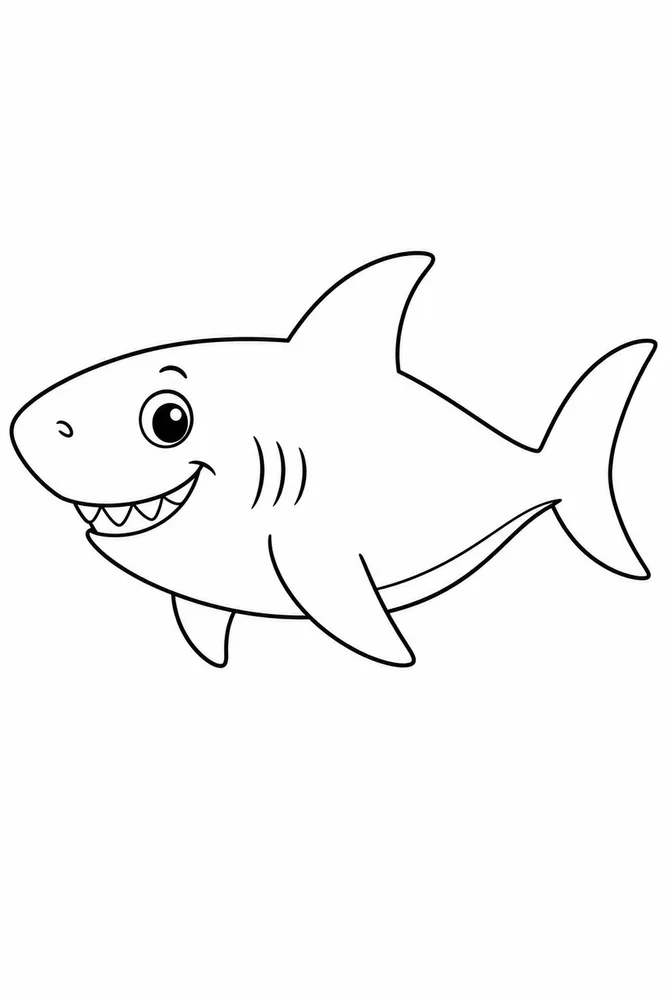 Cartoon Shark Cartoon Shark Side Profile coloring page